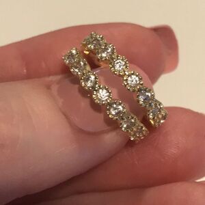 2 ETERNITY RINGS STACK SIMULATED DIAMOND COSTUME CZ GOLD TONE